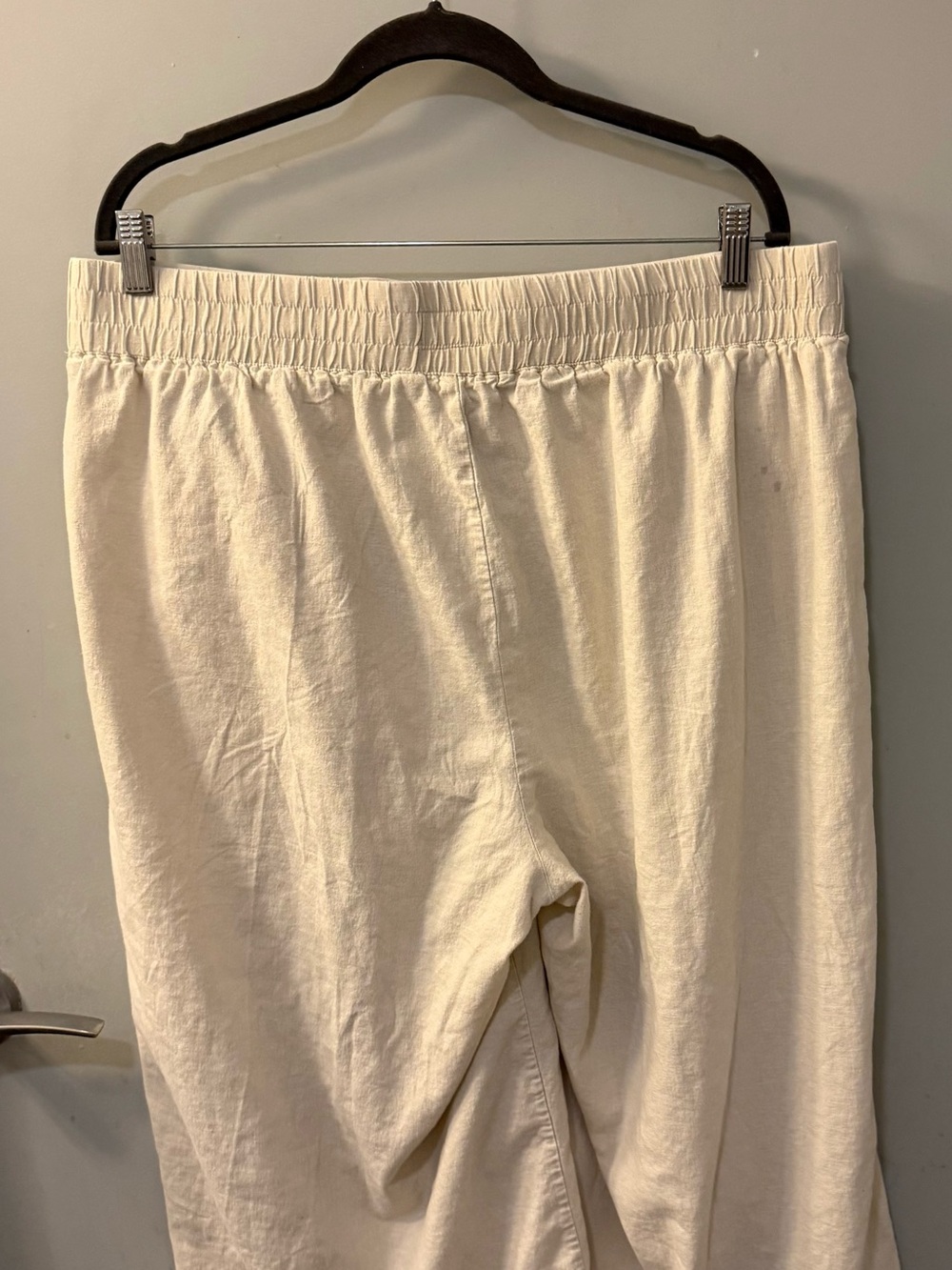 Torrid Women’s 1X Linen Blend Wide Leg Crop Pants Ivory Pull On Pockets - Picture 3 of 7